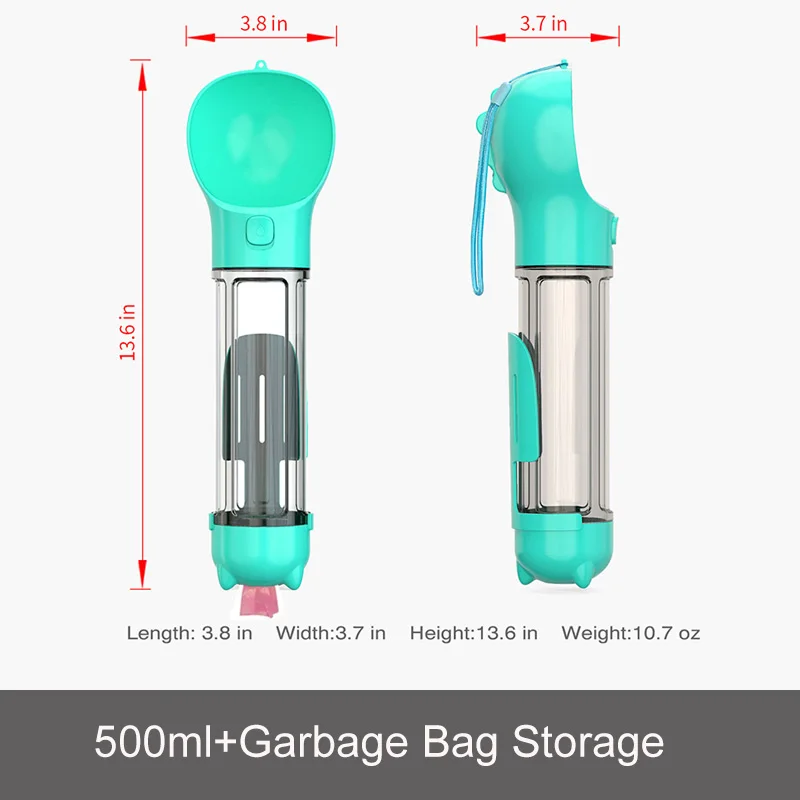 Przenośna butelka na wodę dla psów (małych i dużych) – podróżna miska do picia dla szczeniąt i kotów, zewnętrzny dozownik wody dla zwierząt z łopatką🐶