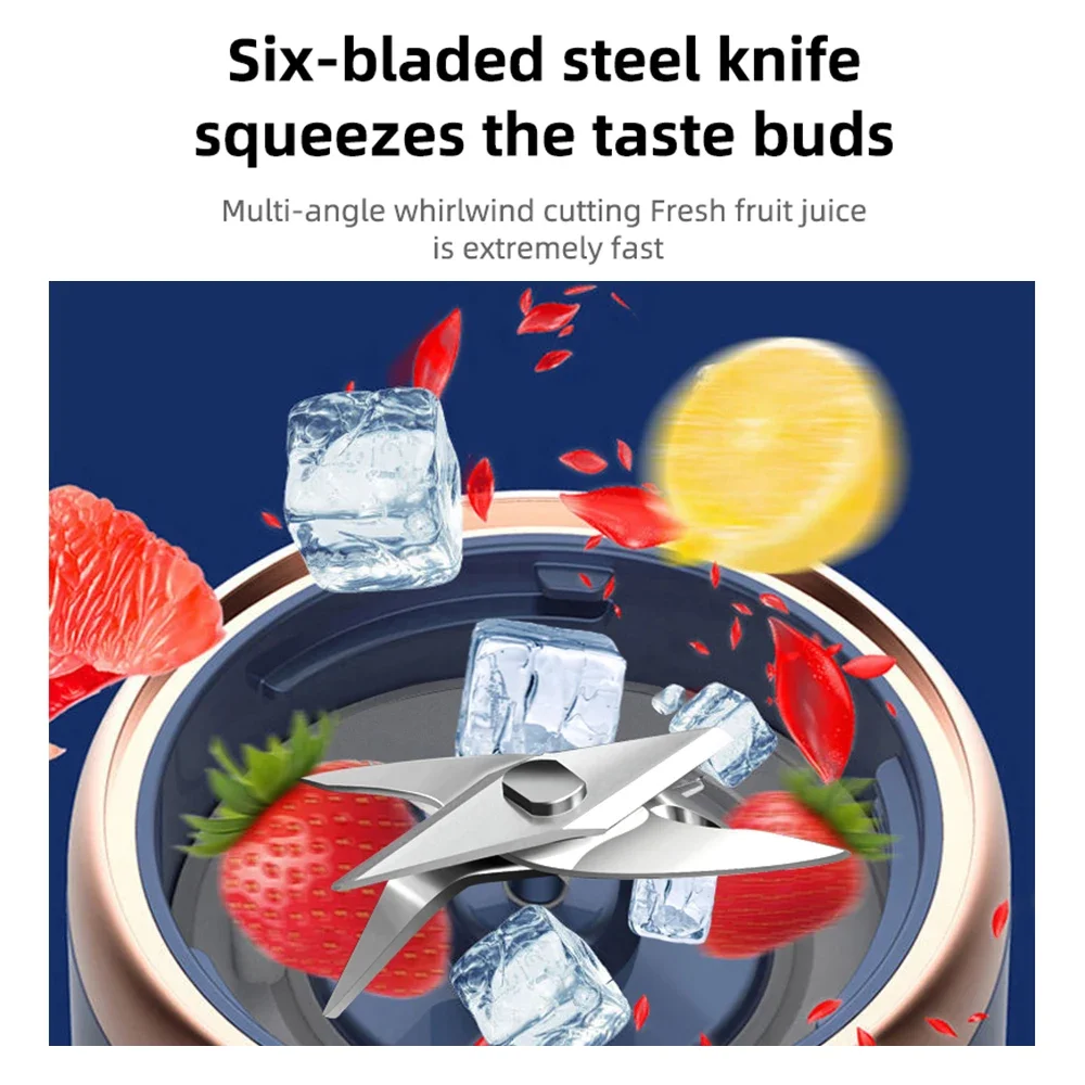 Elektryczny Kubek Wyciskarki z 6 Ostrzami, 2 Kubki, Przenośny, USB, Do Smoothie 🍹