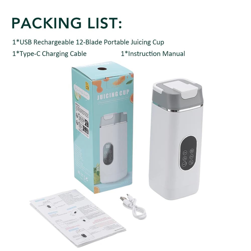 Elektryczny Kubek Wyciskarki z 6 Ostrzami, 2 Kubki, Przenośny, USB, Do Smoothie 🍹