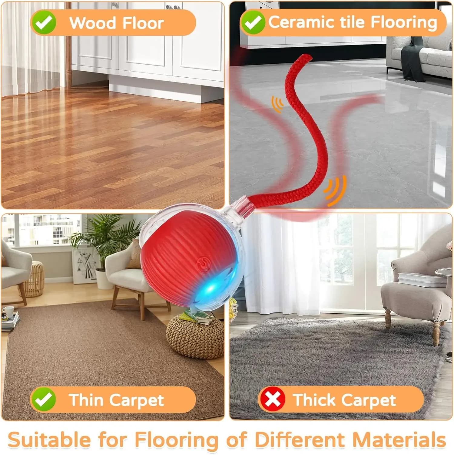 Interaktywna Kula dla Zwierząt z Imitacją Ogona - Inteligentna Zabawka dla Psa i Kota 🐾